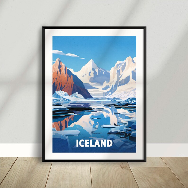 Iceland's Serene Lake: Minimalist Nature Poster