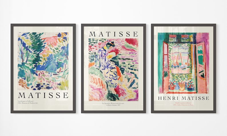 Matisse Print Trio: Landscape, Still Life, and Portrait