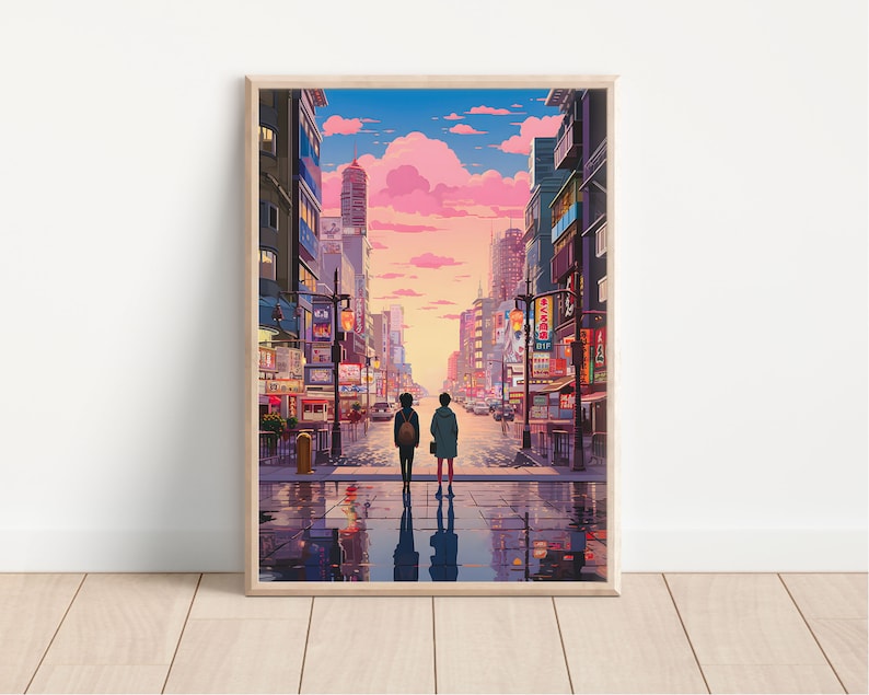 Anime Night City Wall Art: Perfect for Otaku Décor