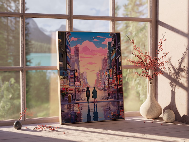 Anime Night City Wall Art: Perfect for Otaku Décor