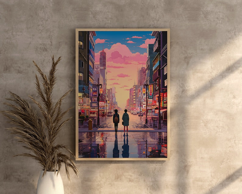 Anime Night City Wall Art: A Touch of Tokyo for Otaku Lovers