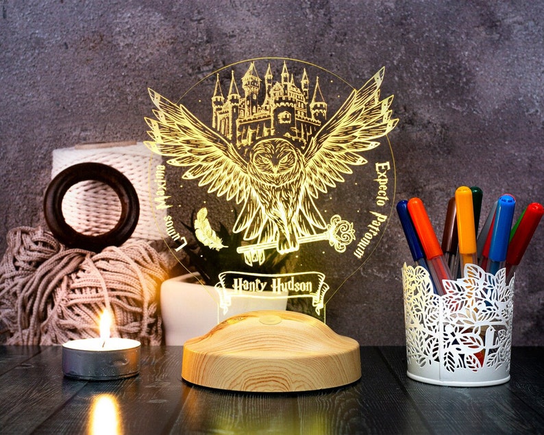 Personalized Hedwig 3D LED Lamp: Magical Nightlight