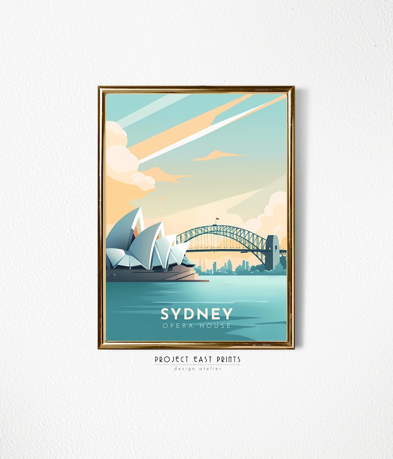 Sydney Cityscape: Minimalist Travel Print Downloadable Wall Art