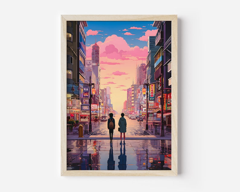 Anime Night City Wall Art: Perfect for Otaku Décor