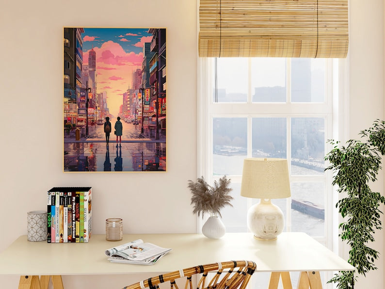 Anime Night City Wall Art: A Touch of Tokyo for Otaku Lovers