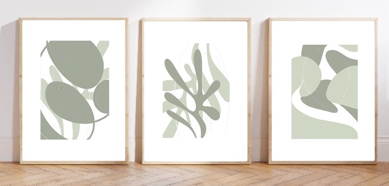 Sage Green Boho Wall Prints Set of 3