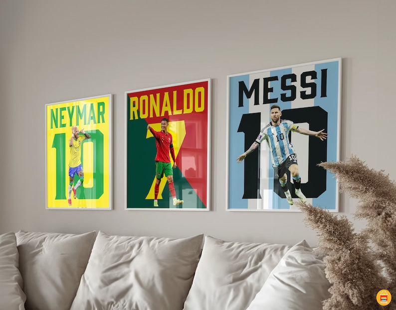 Soccer GOATs Poster Quadruple: Mbappe, Ronaldo, Messi, Neymar