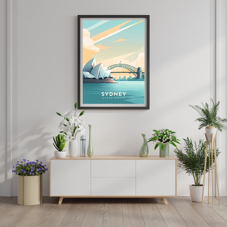 Sydney Cityscape: Minimalist Travel Print Downloadable Wall Art