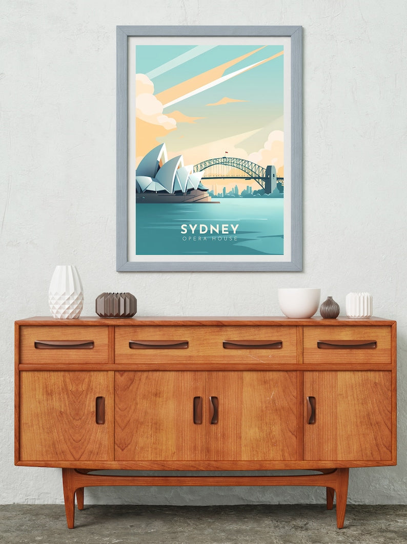 Sydney Cityscape: Minimalist Travel Print Downloadable Wall Art