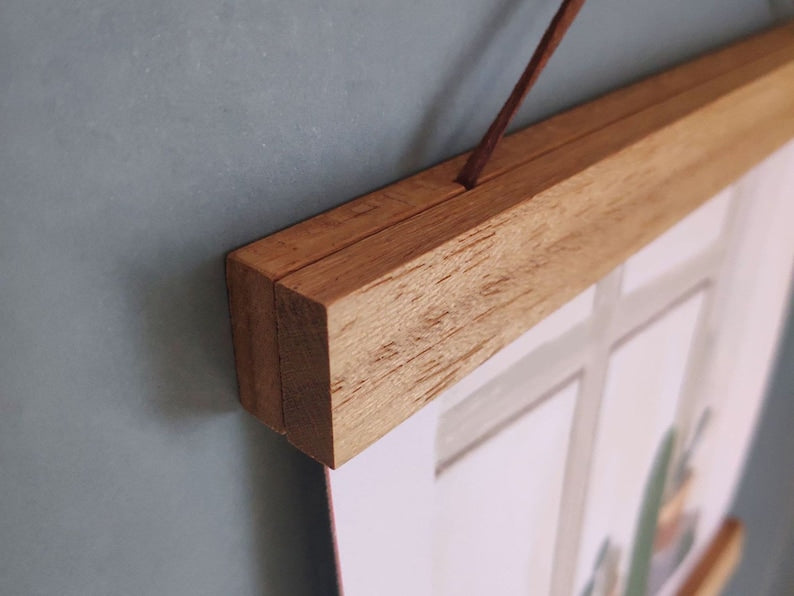 Rustic Wooden Magnetic Poster Hanger