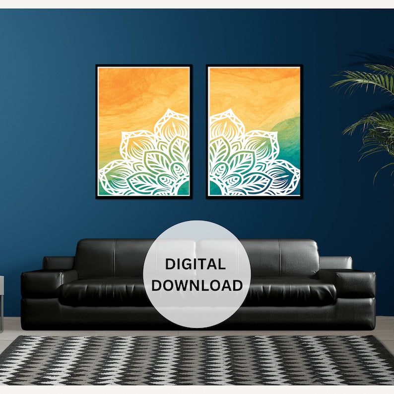 Boho Mandala Wall Art Prints, Printable Digital Download