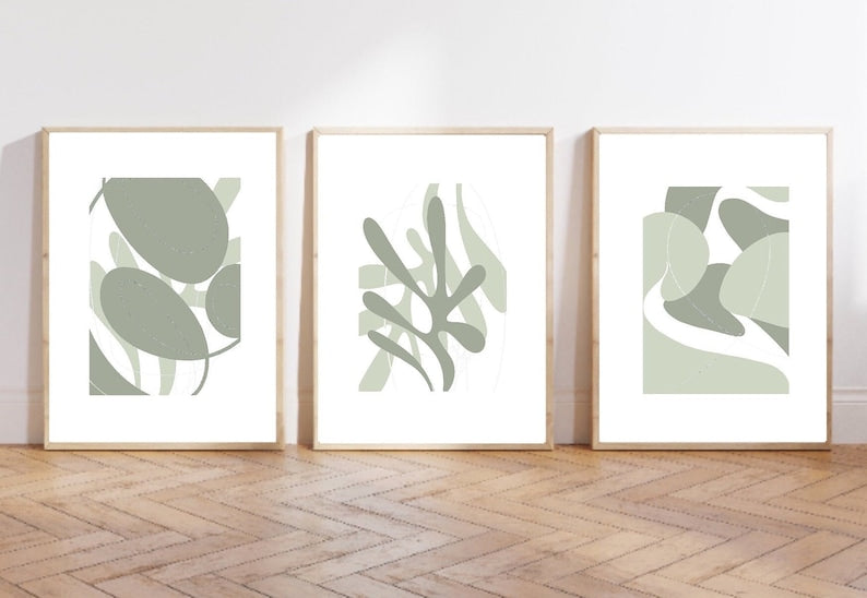 Sage Green Boho Wall Prints Set of 3