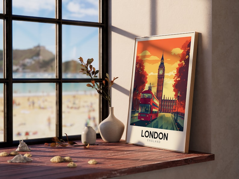 Vintage London Travel Poster | Retro Europe Print | Digital Download