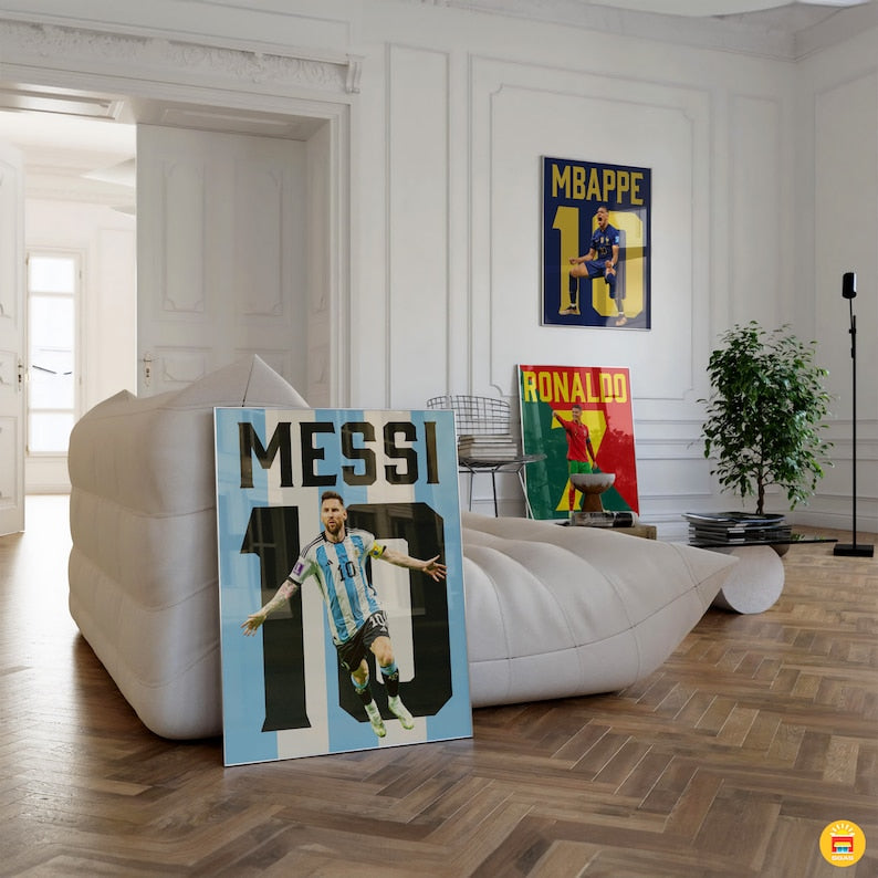 Soccer GOATs Poster Quadruple: Mbappe, Ronaldo, Messi, Neymar