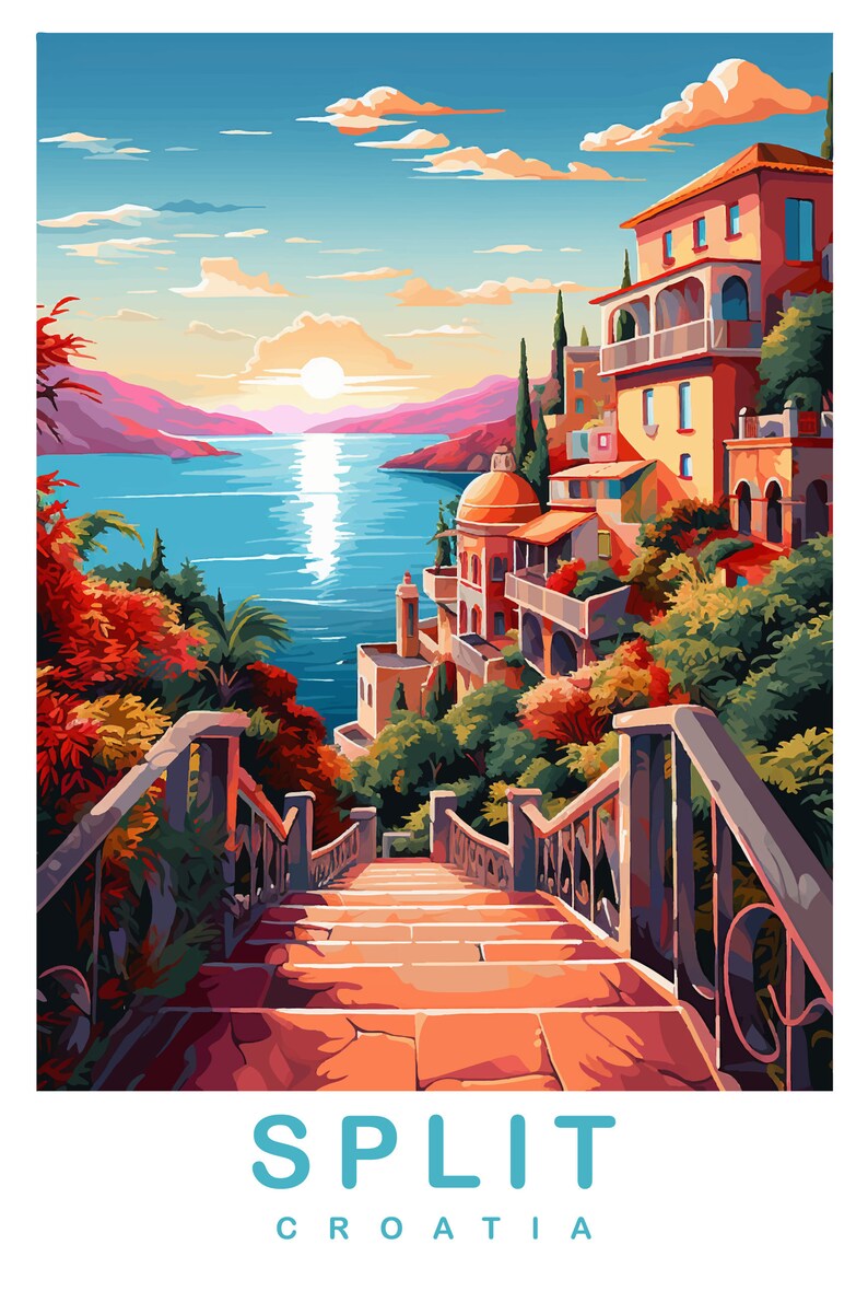 Split City Travel Poster | Printable Euro Décor