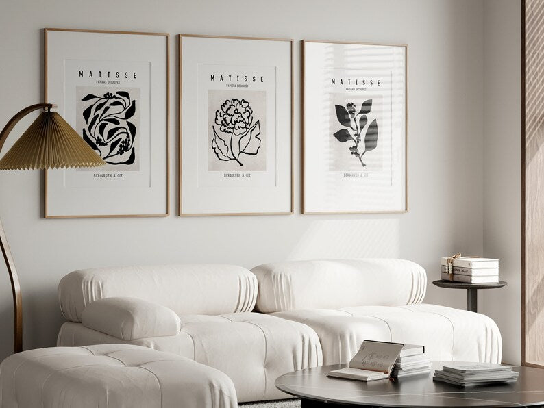 Henri Matisse Print Triptych: Abstract Botanical Wall Art