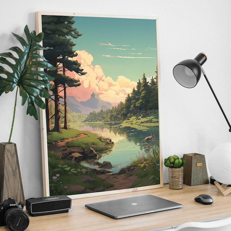 Lofi Nature Anime Poster: Tranquility for Your Space