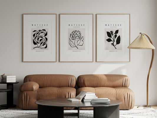 Henri Matisse Print Triptych: Abstract Botanical Wall Art