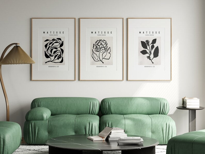 Henri Matisse Print Triptych: Abstract Botanical Wall Art