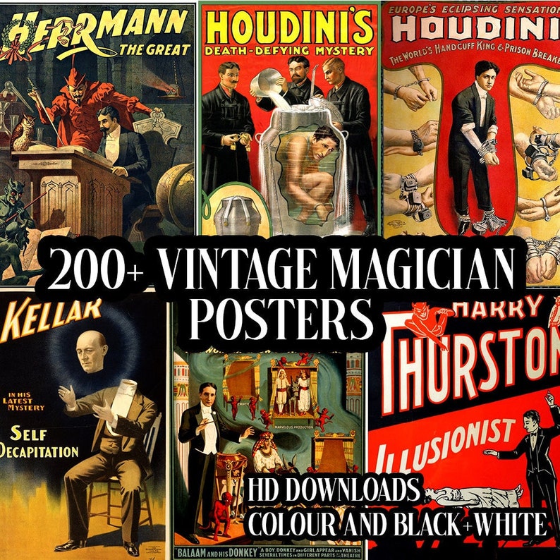 Vintage Magician Posters: Instant Digital Art for Magic Aficionados