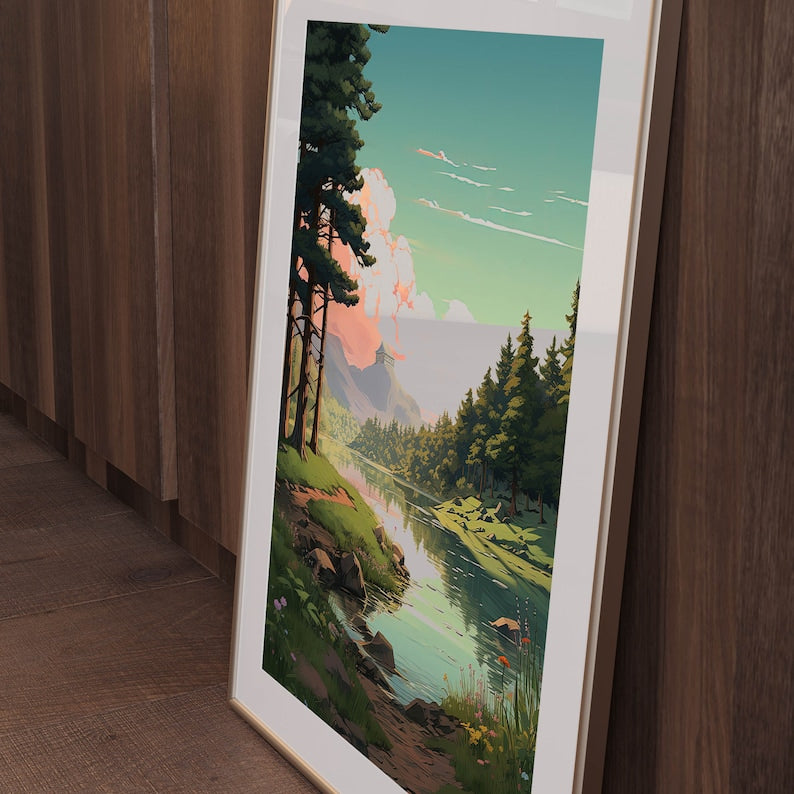 Lofi Nature Anime Poster: Tranquility for Your Space