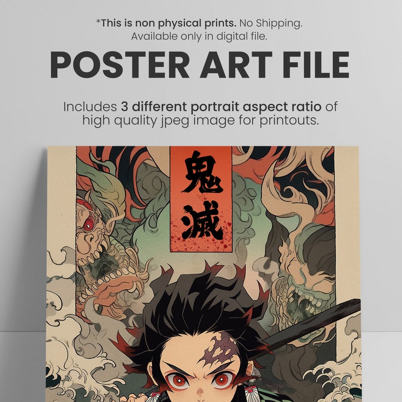 Stunning Anime Wall Art: Tanjirō Digital Poster