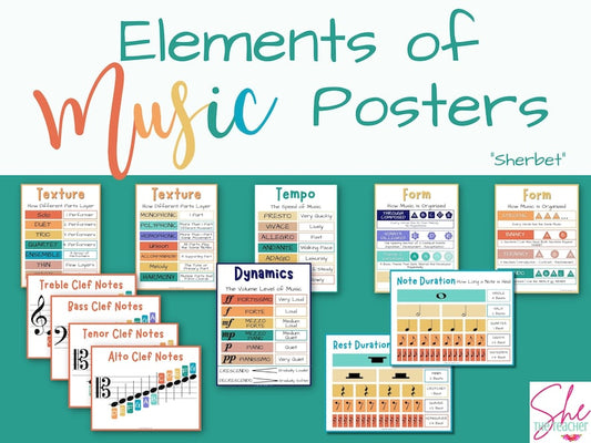 Sherbet-Themed Elements of Music Posters BUNDLE