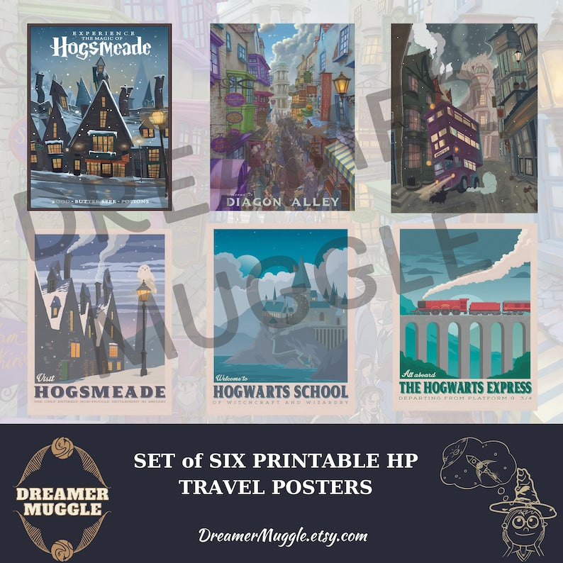 Magical Hogwarts Travel Posters (Set of 6)