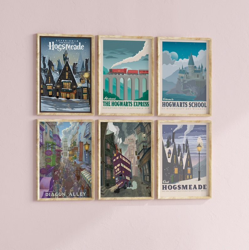 Magical Hogwarts Travel Posters (Set of 6)