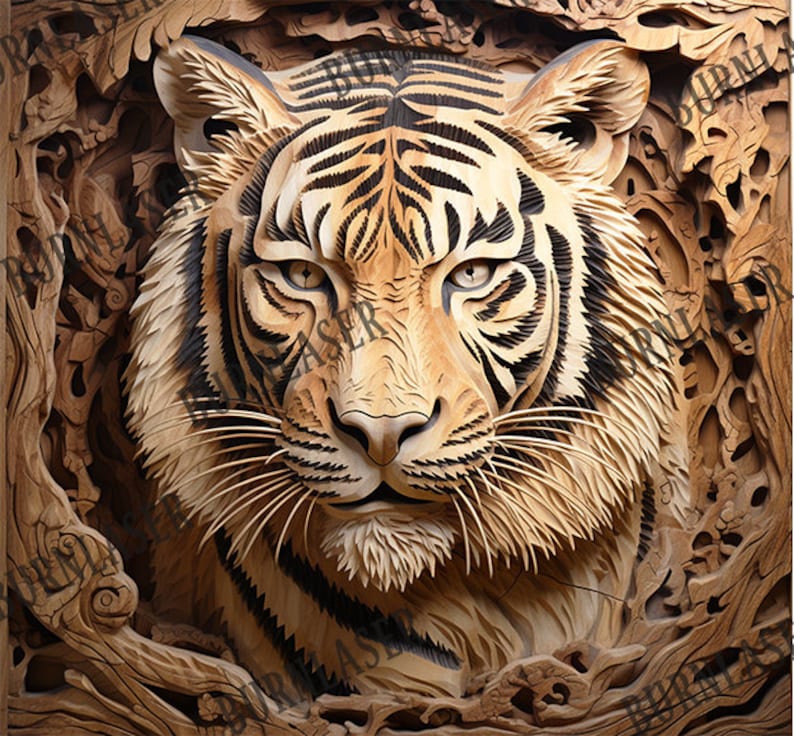 Tiger PNG Laser Engraving File for Engraved Wood