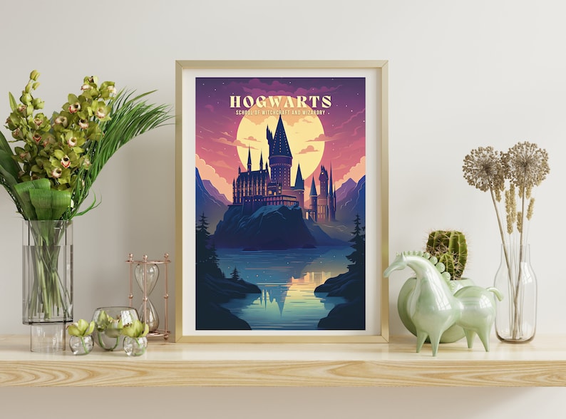 Magical Castle Art Print: Hogwarts Travel Poster