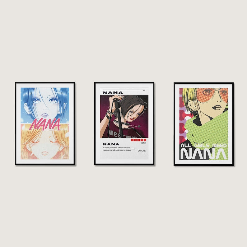 Nana Anime Poster Trio: Nana Komatsu and Nana Osaki Wall Art