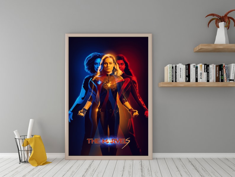 The Marvels Canvas Wall Art: Captain Marvel Poster for Home Decor