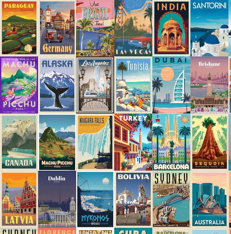 Vintage Wanderer's Delight: Retro Travel Art