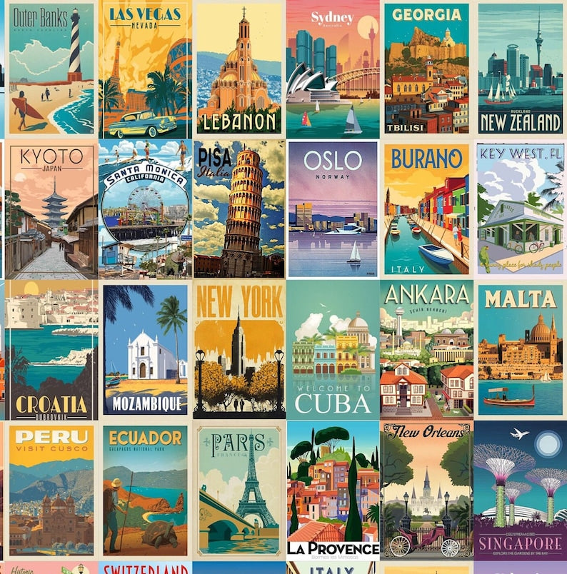 Vintage Wanderer's Delight: Retro Travel Art