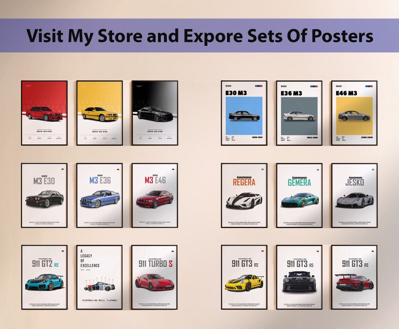 Porsche GT3 RS Car Poster: German Cars Decor for Kids, Boys, and Car Enthusiasts