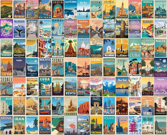 Vintage Wanderer's Delight: Retro Travel Art