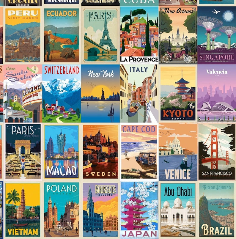 Vintage Wanderer's Delight: Retro Travel Art