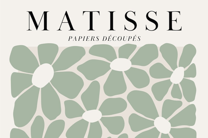 Green Matisse Flower Trio Printable Wall Art