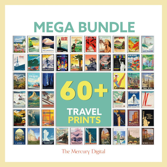 Vintage Travel Posters: Wall Décor Bundle