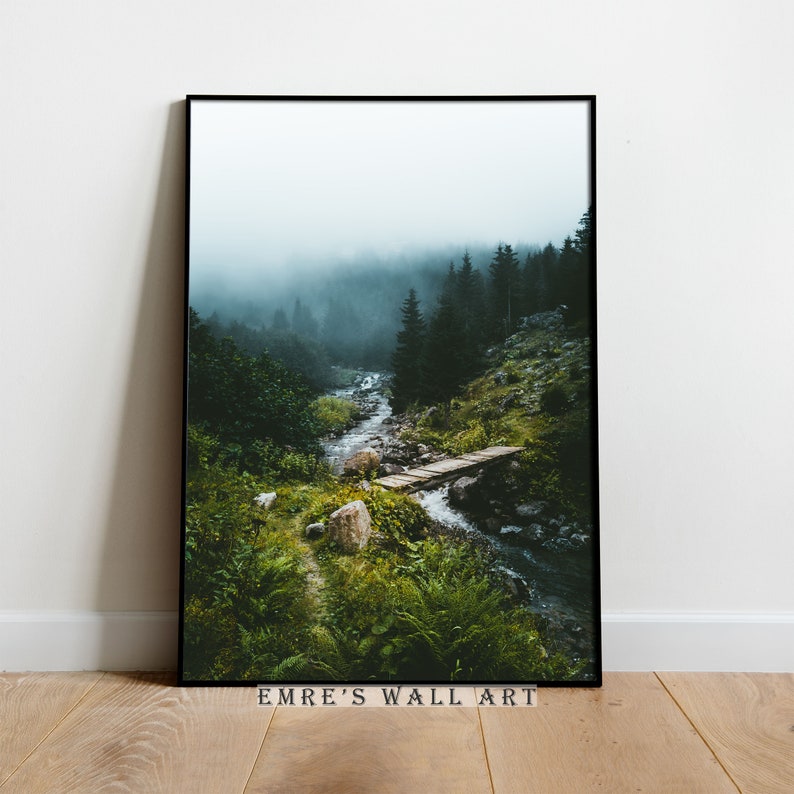 Rustic Pine Forest Landscape Print: Printable Wall Decor