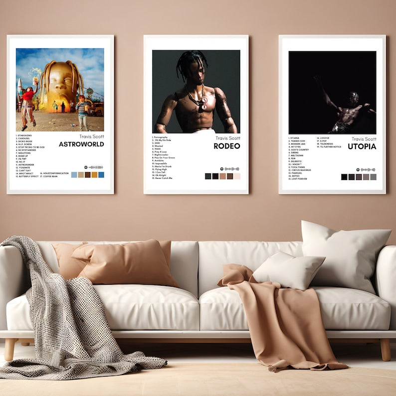 Travis Scott Poster Triptych: Cactus Jack, Astroworld, Hypebeast