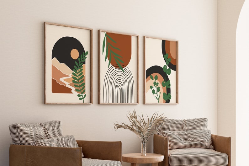 Boho Abstract Wall Art Prints (Set of 3)