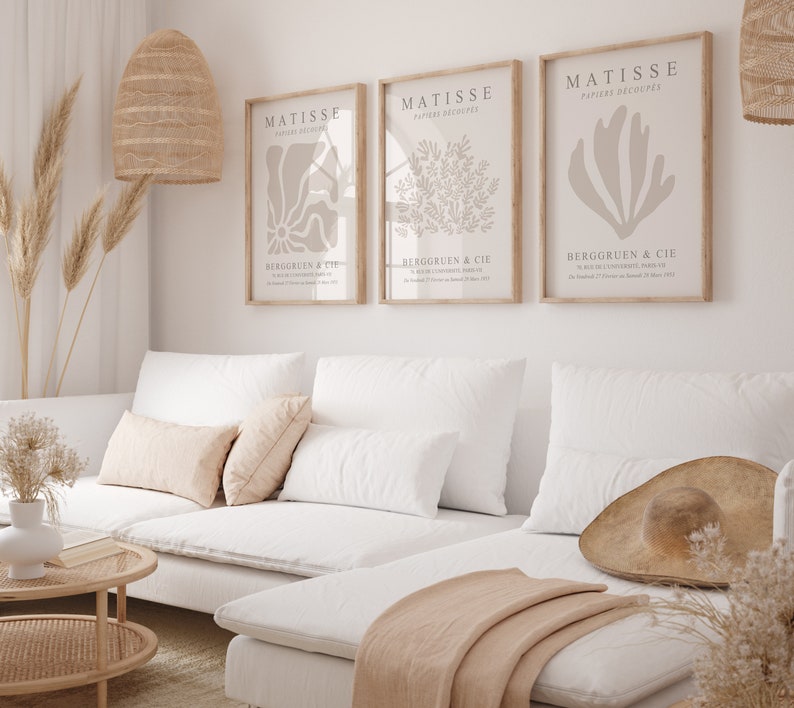 Serene Matisse Trio: Neutral Gallery Wall Art