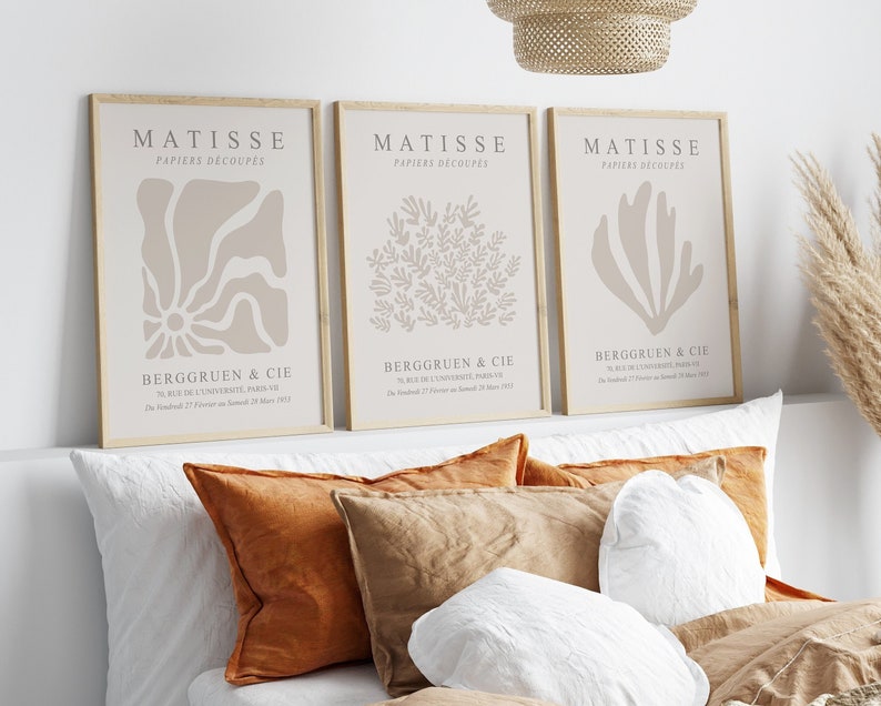 Serene Matisse Trio: Neutral Gallery Wall Art