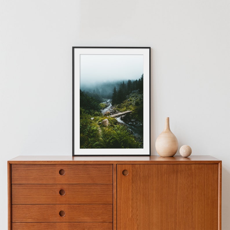 Rustic Pine Forest Landscape Print: Printable Wall Decor