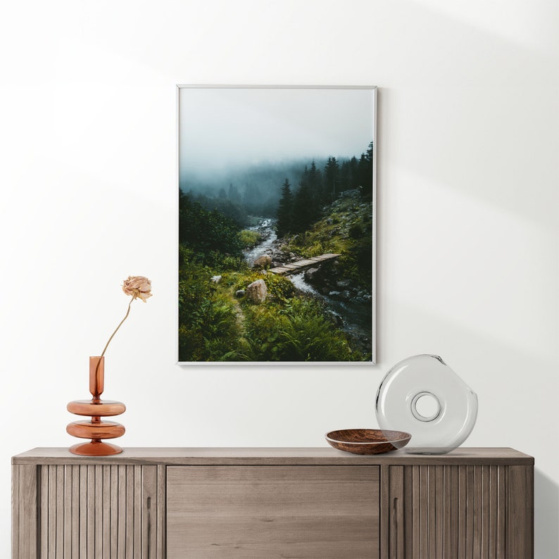 Rustic Pine Forest Landscape Print: Printable Wall Decor