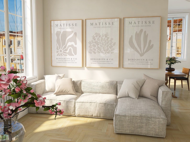 Serene Matisse Trio: Neutral Gallery Wall Art