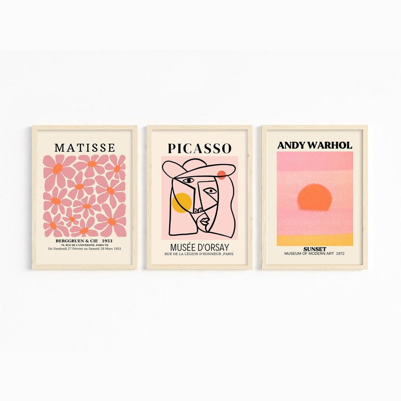 Modern Gallery Wall Art Bundle: Picasso, Andy Warhol, Matisse