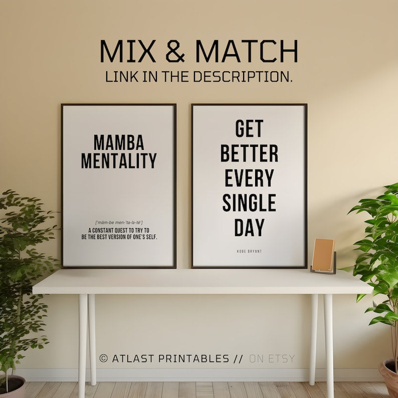 Mamba Mentality Posters: Black Mamba Motivation for Your Desk